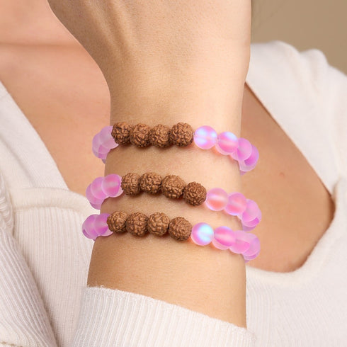 lueur tantrique | Verre de sirène x Rudraksha | Bracelet Mala